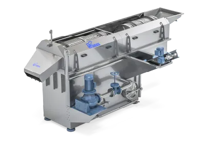 The washing and separation station for stones and dirt consists