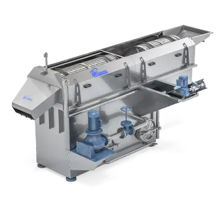 The washing and separation station for stones and dirt consists