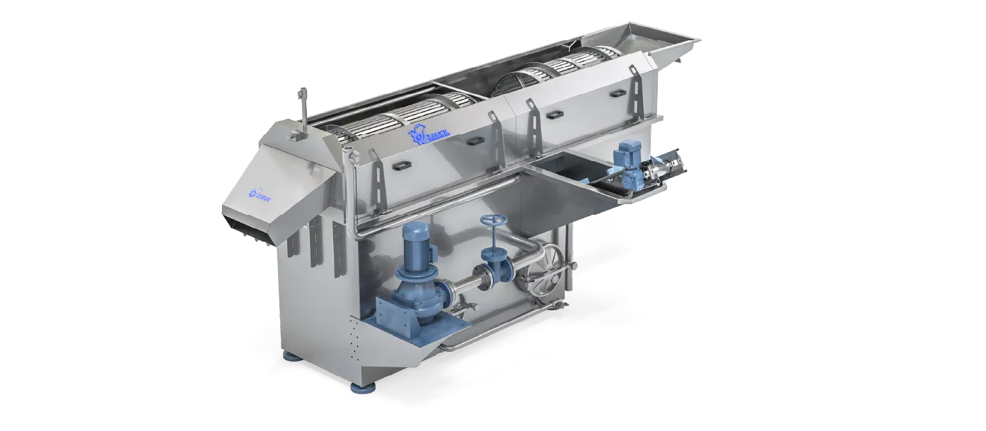 The washing and separation station for stones and dirt consists
