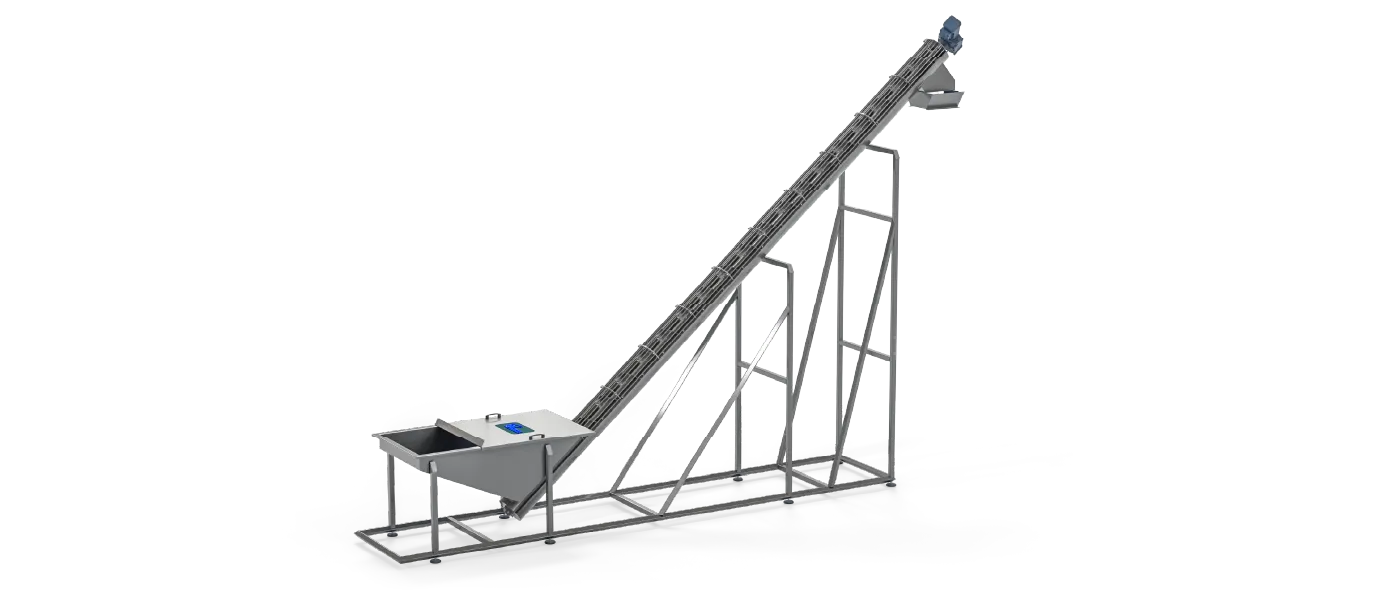 screw conveyor for dewatering and conveying peeled potatoes.