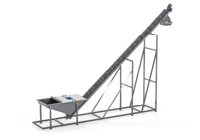 screw conveyor for dewatering and conveying peeled potatoes.