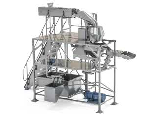 slicing station | Natural Potato Chips Production Line PC 600 | PC 600 potato chips production line (600 kg/h): AISI 304 hygienic build, continuous frying, oil & water filtration, seasoning and packaging. Contact Zirve.